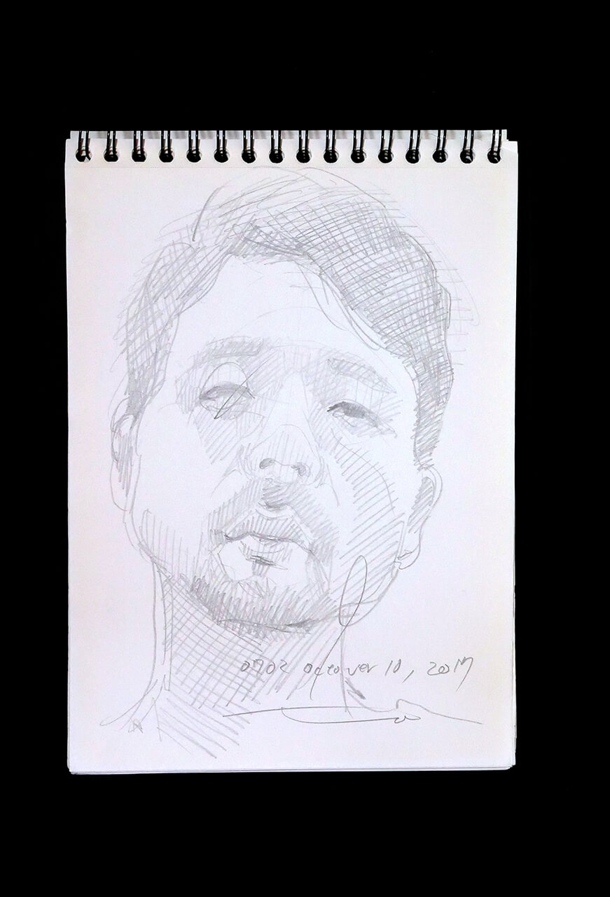 Contemporary artist SHINTAKU Tomoni's 2017/10/10 Self-portrait or pencil drawing