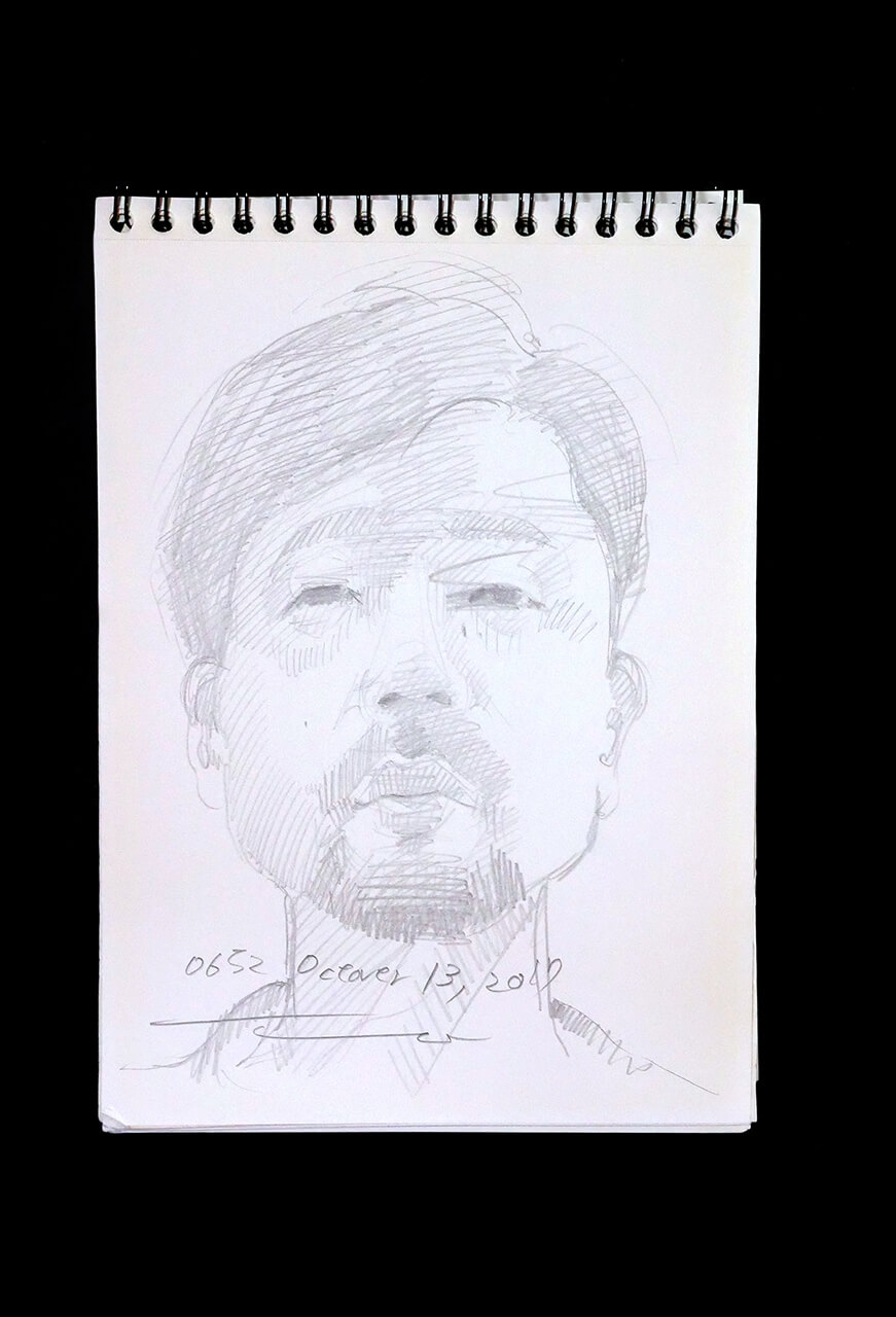 Contemporary artist SHINTAKU Tomoni's 2017/10/13 Self-portrait or pencil drawing