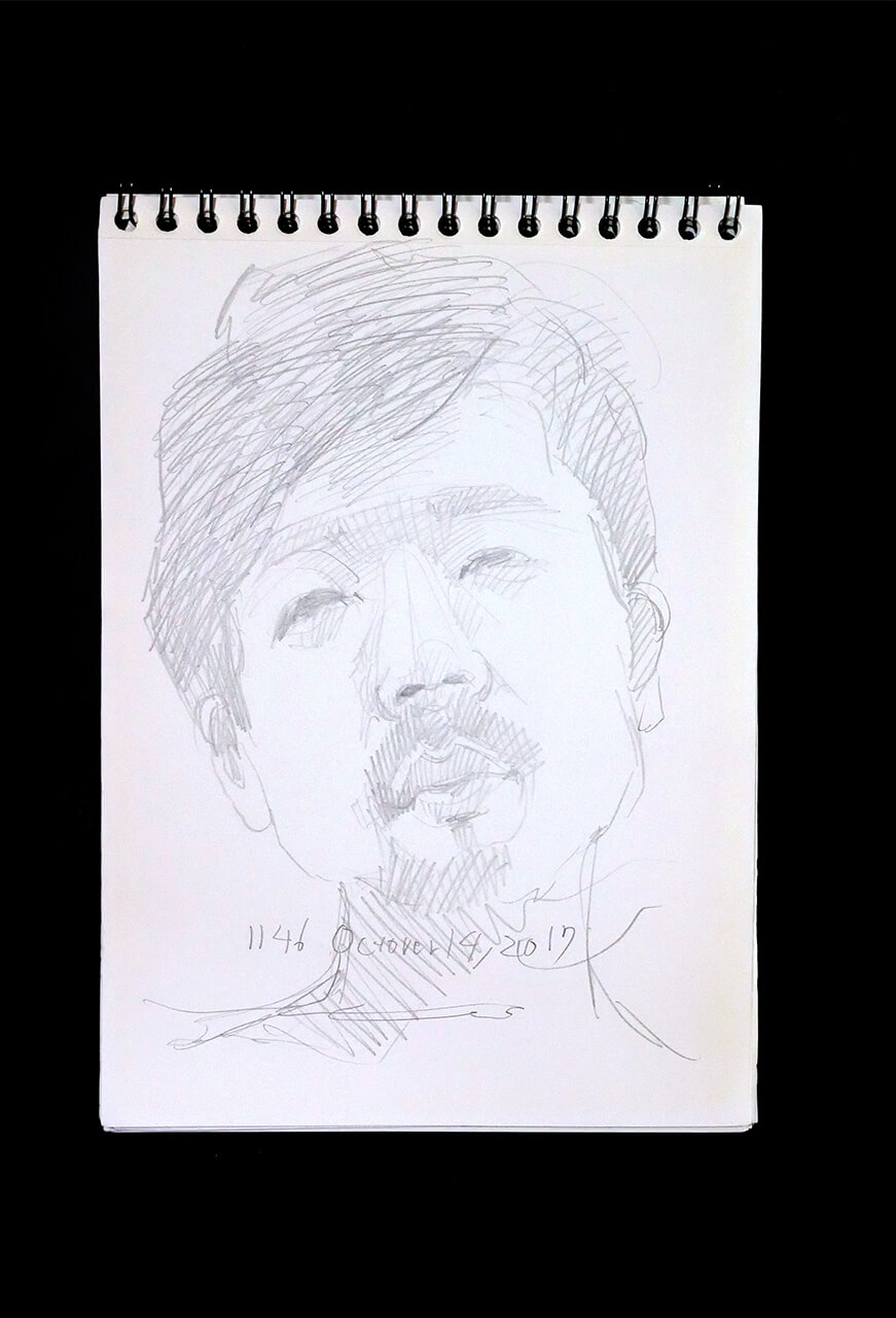 Contemporary artist SHINTAKU Tomoni's 2017/10/14 Self-portrait or pencil drawing