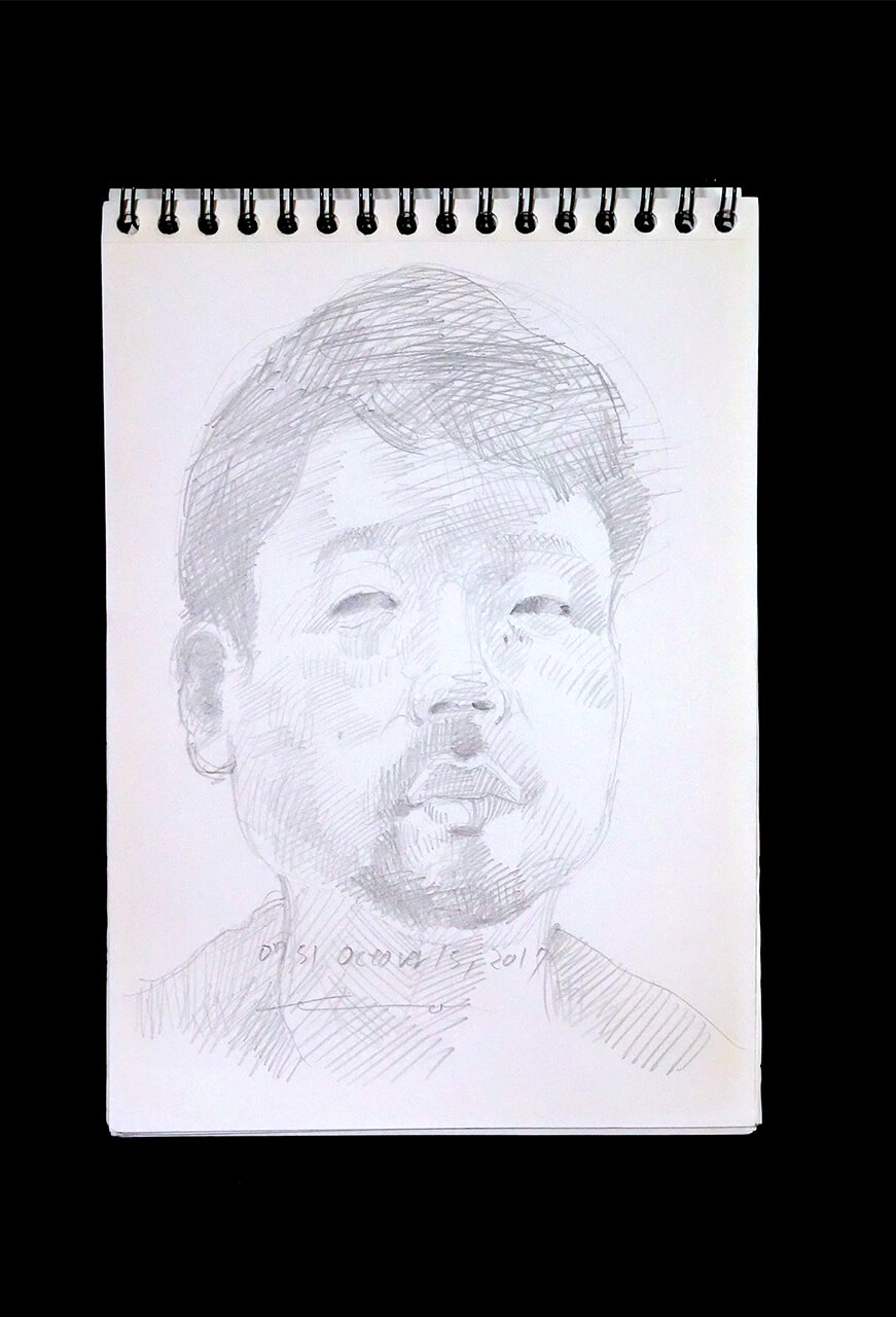 Contemporary artist SHINTAKU Tomoni's 2017/10/15 Self-portrait or pencil drawing