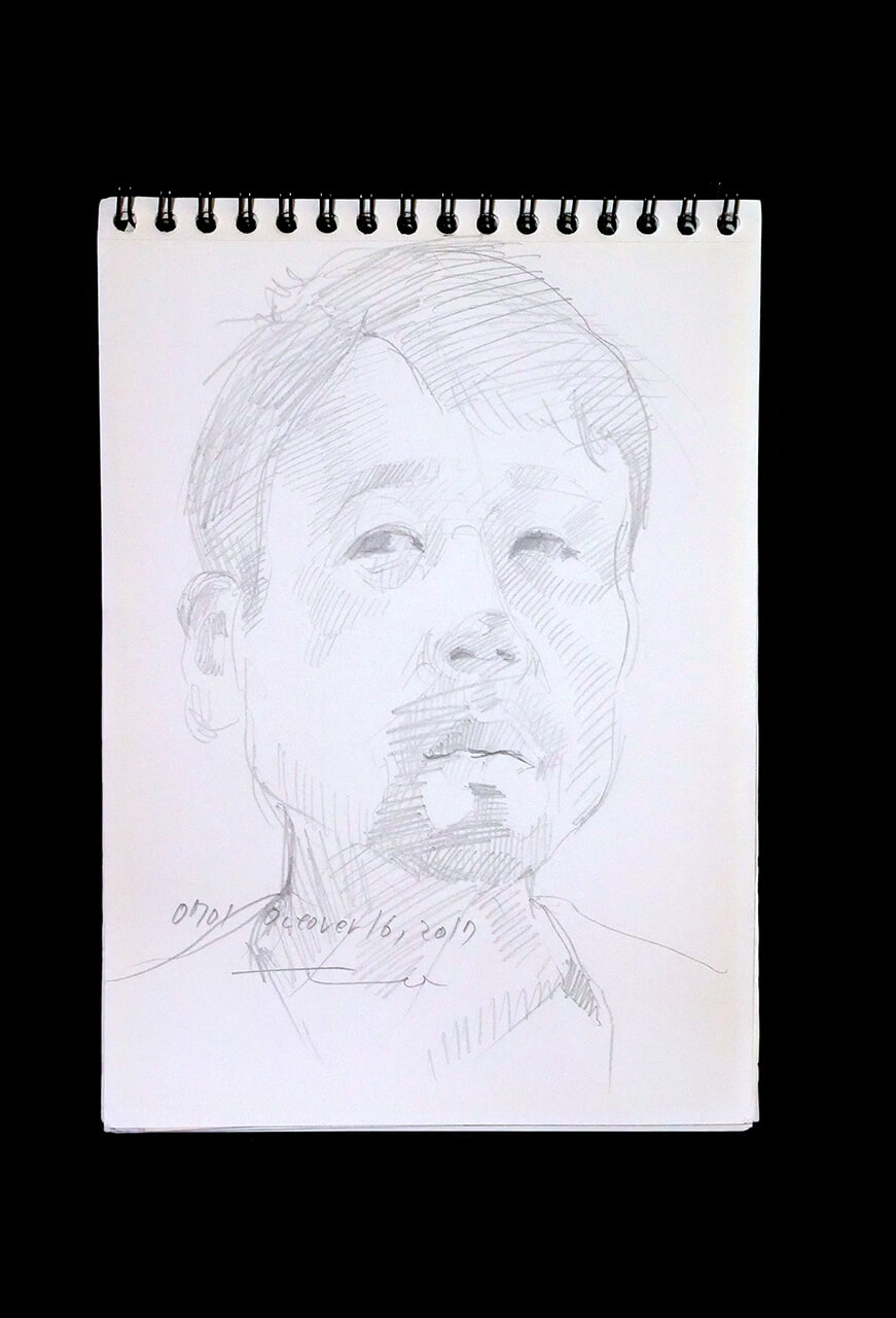 Contemporary artist SHINTAKU Tomoni's 2017/10/16 Self-portrait or pencil drawing