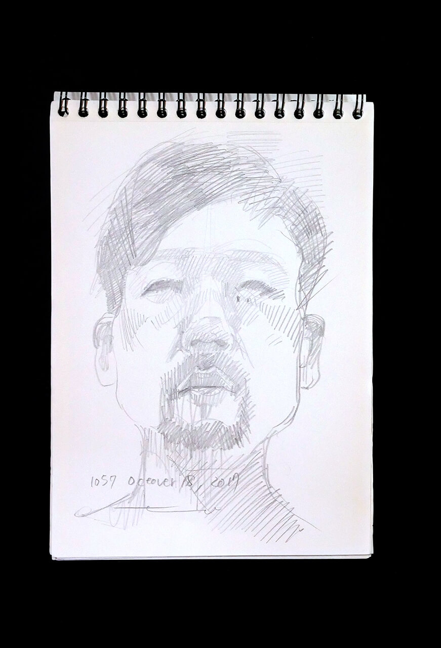 Contemporary artist SHINTAKU Tomoni's 2017/10/18 Self-portrait or pencil drawing