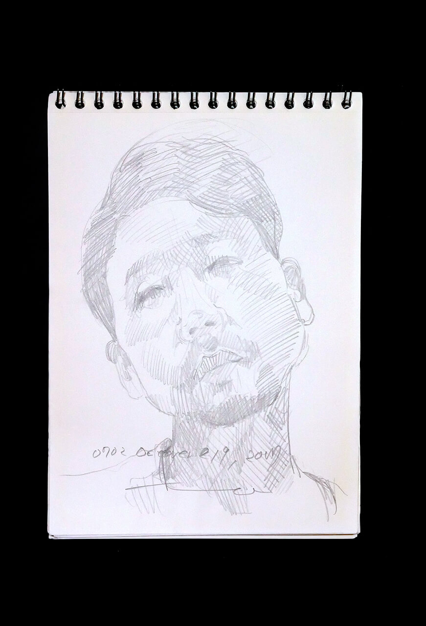 Contemporary artist SHINTAKU Tomoni's 2017/10/19 Self-portrait or pencil drawing