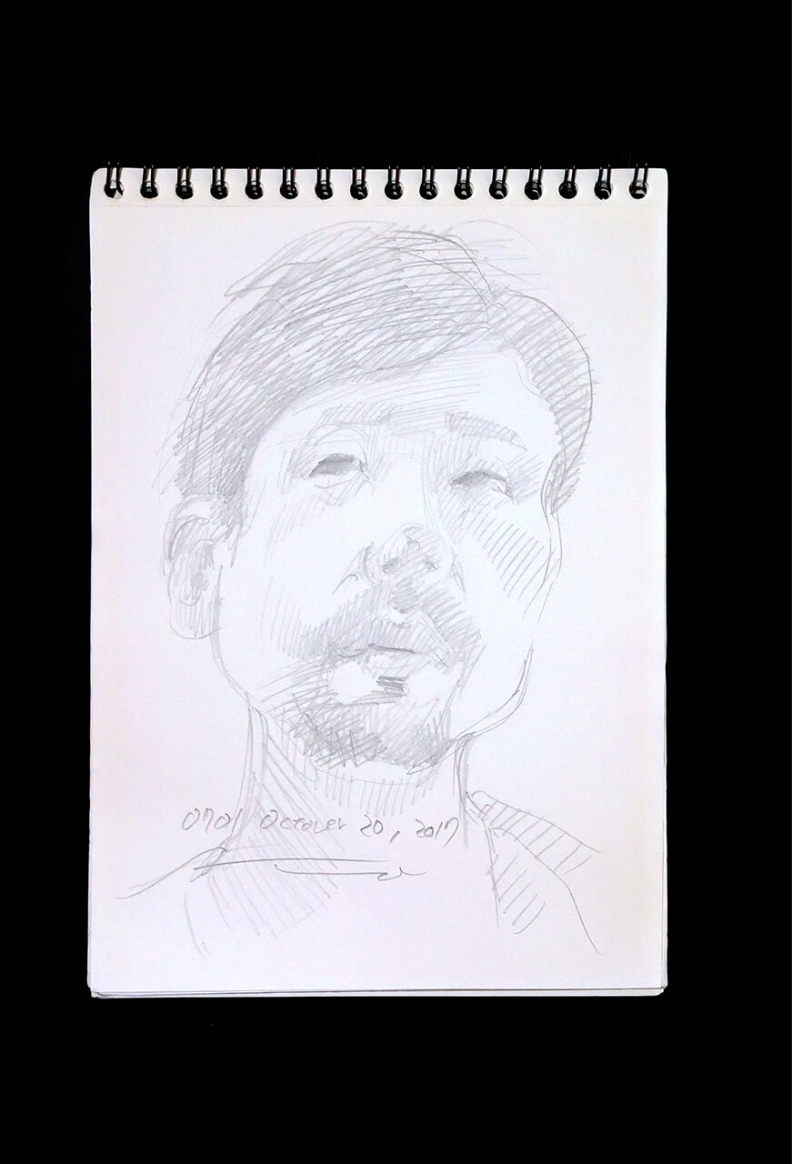 Contemporary artist SHINTAKU Tomoni's 2017/10/20 Self-portrait or pencil drawing