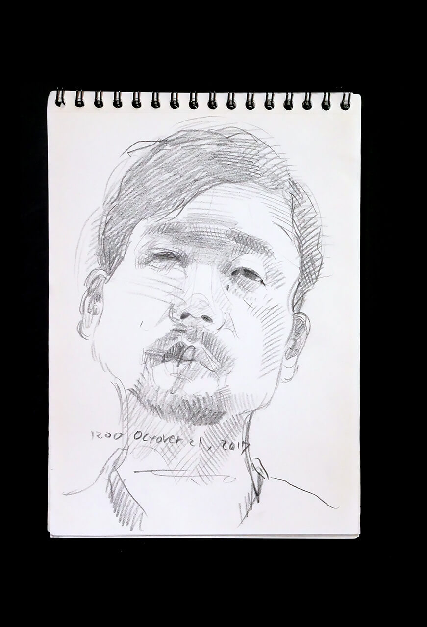 Contemporary artist SHINTAKU Tomoni's 2017/10/21 Self-portrait or pencil drawing