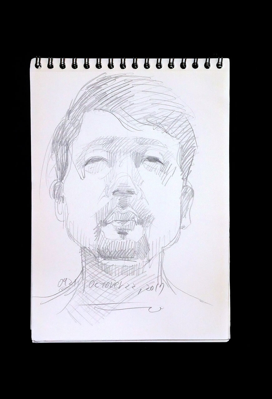 Contemporary artist SHINTAKU Tomoni's 2017/10/22 Self-portrait or pencil drawing