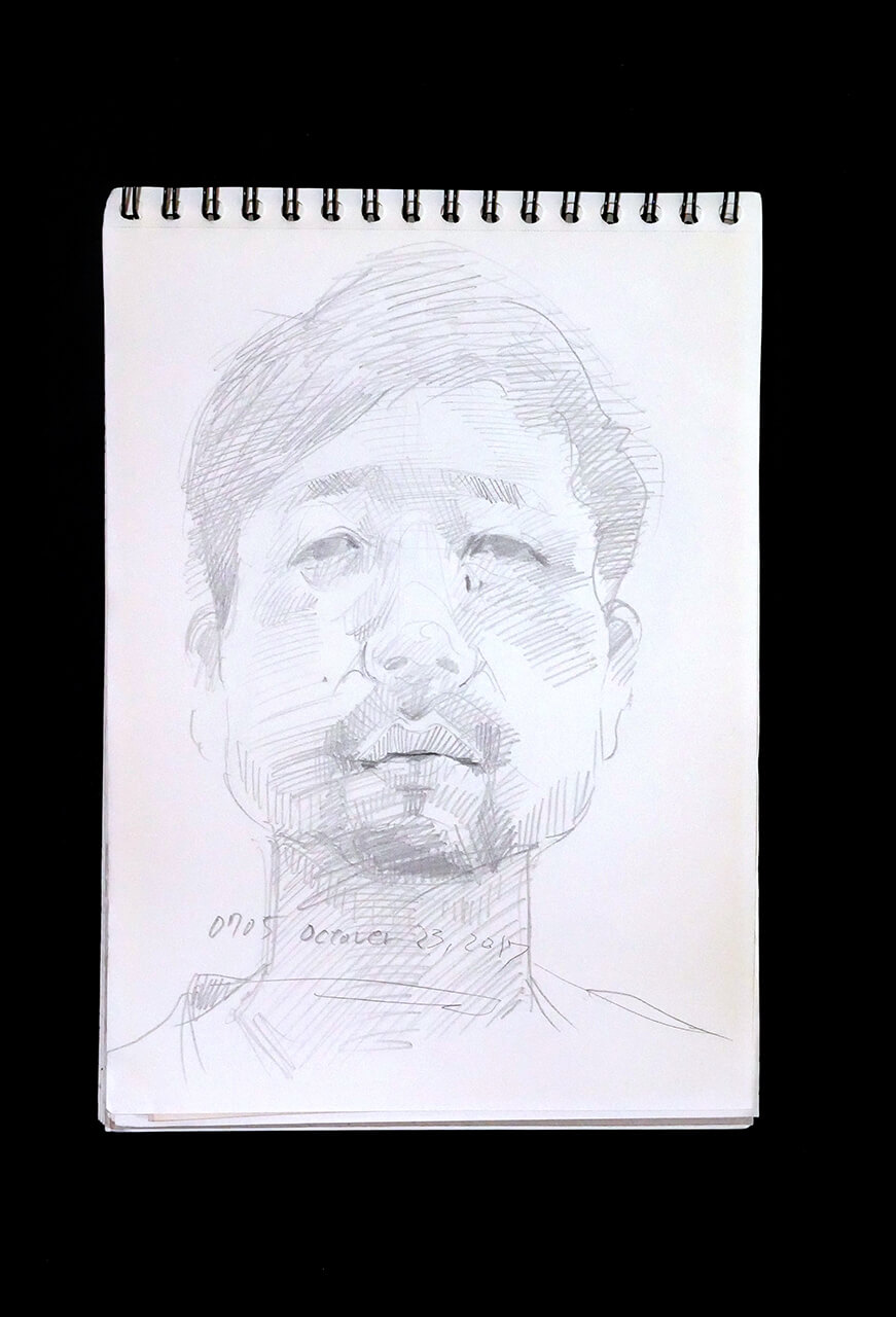 Contemporary artist SHINTAKU Tomoni's 2017/10/23 Self-portrait or pencil drawing