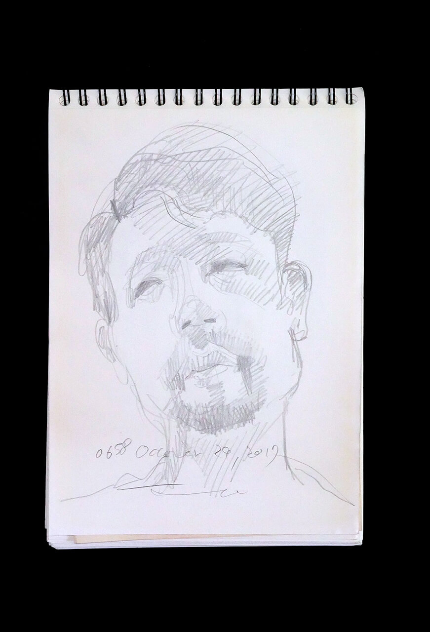 Contemporary artist SHINTAKU Tomoni's 2017/10/24 Self-portrait or pencil drawing