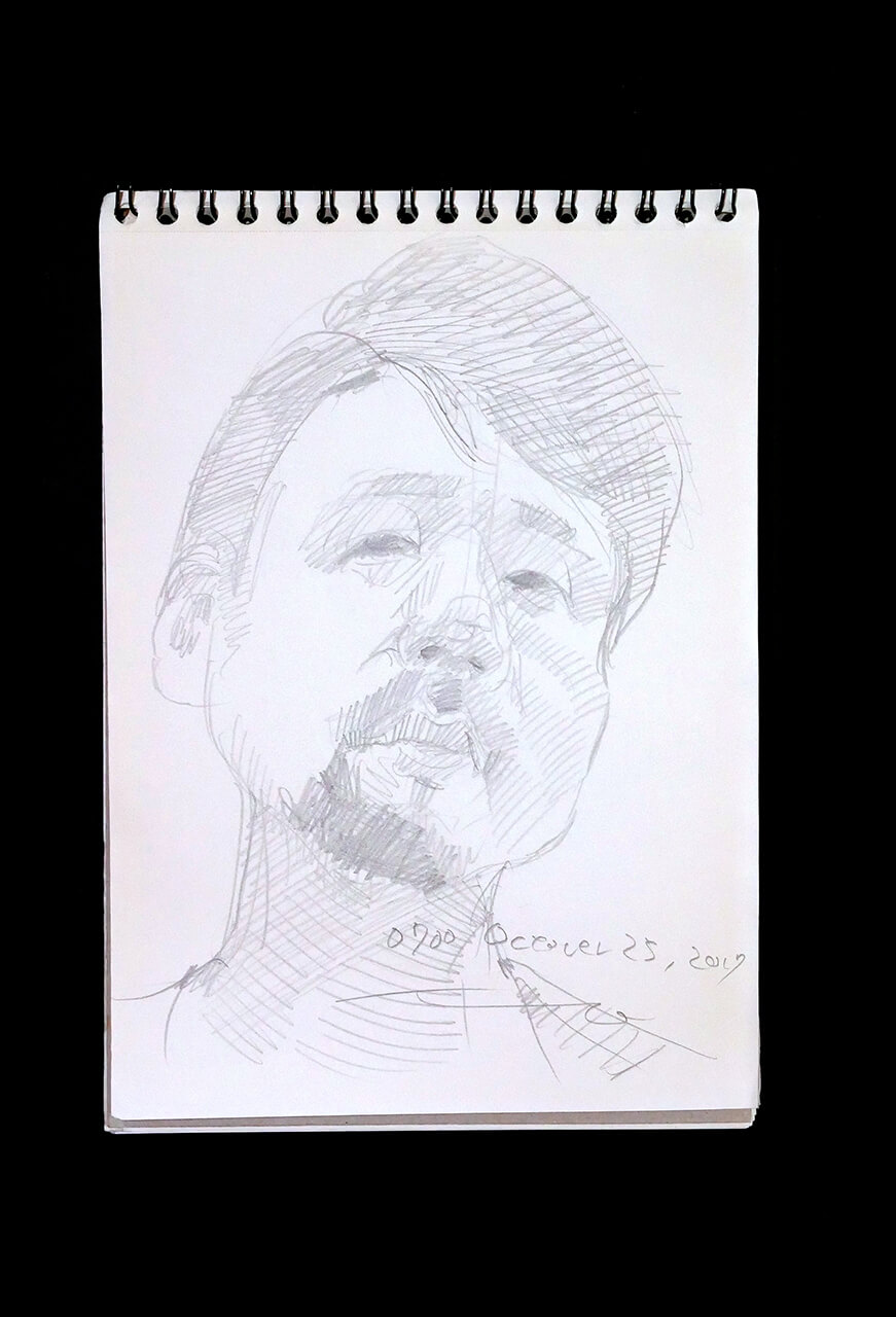 Contemporary artist SHINTAKU Tomoni's 2017/10/25 Self-portrait or pencil drawing