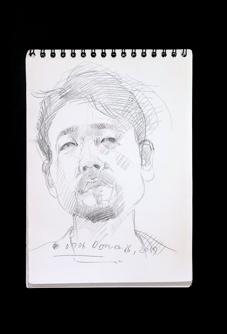 Contemporary artist SHINTAKU Tomoni's 2017/10/26 Self-portrait or pencil drawing