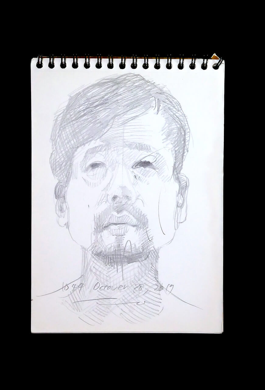 Contemporary artist SHINTAKU Tomoni's 2017/10/28 Self-portrait or pencil drawing