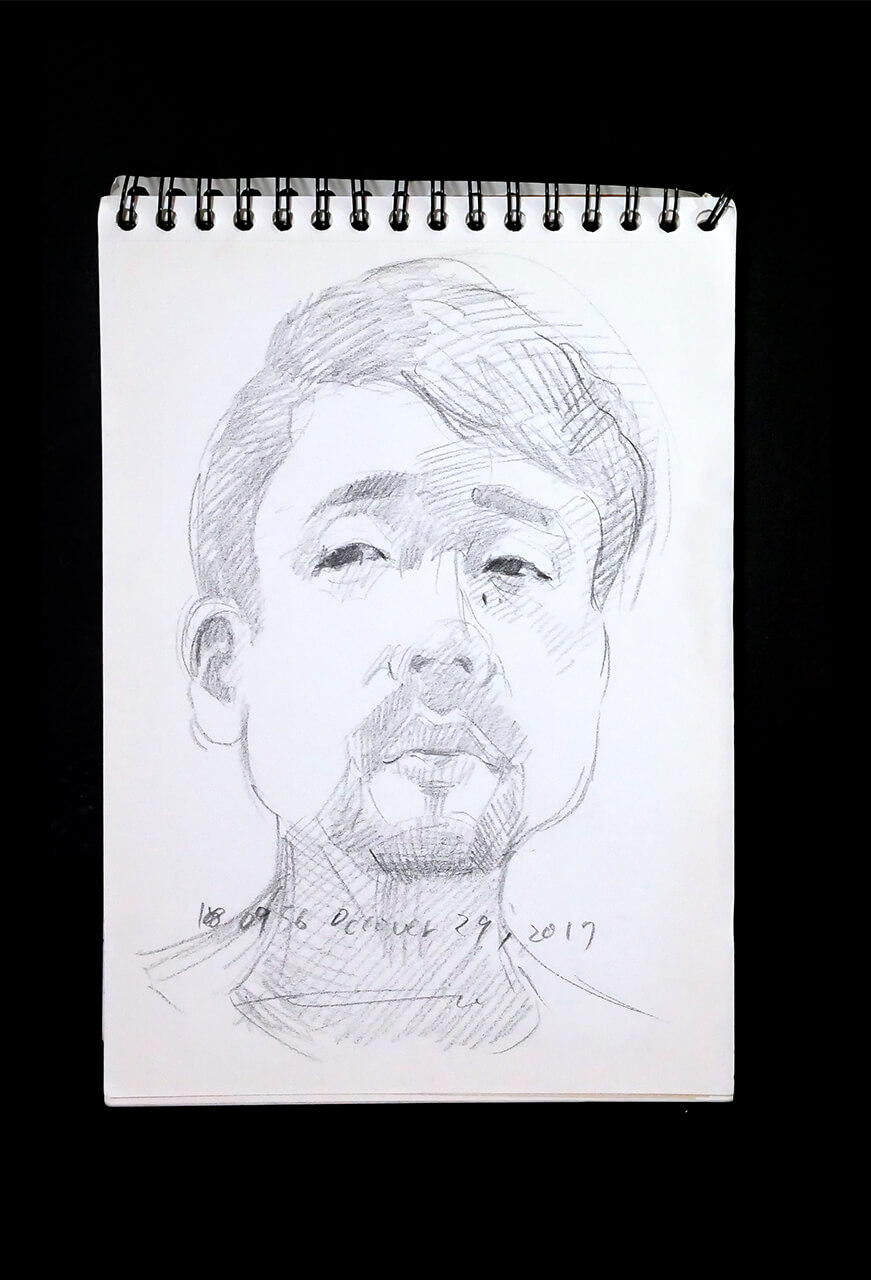 Contemporary artist SHINTAKU Tomoni's 2017/10/29 Self-portrait or pencil drawing