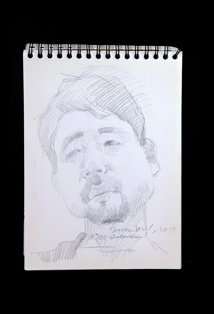 Contemporary artist SHINTAKU Tomoni's 2017/11/1 Self-portrait or pencil drawing