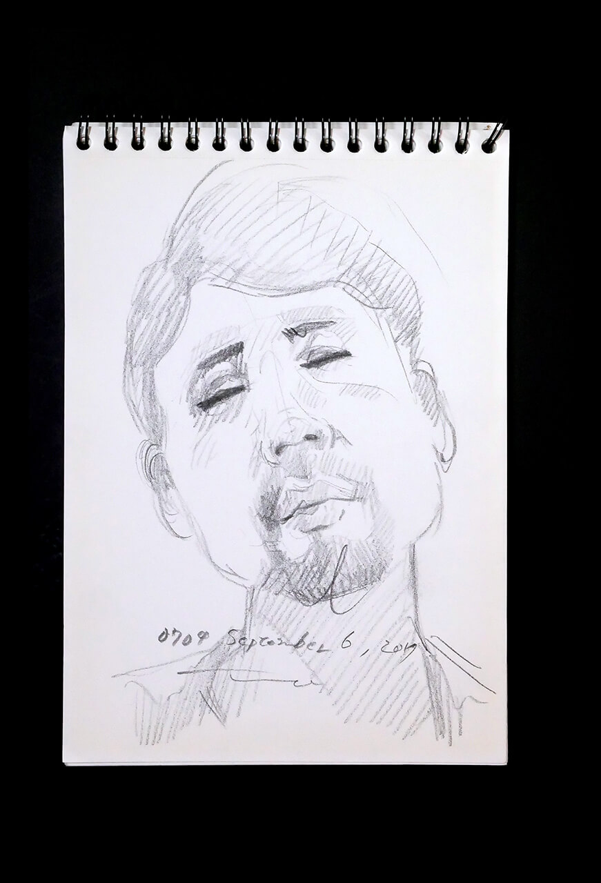 Contemporary artist SHINTAKU Tomoni's 2017/11/6 Self-portrait or pencil drawing