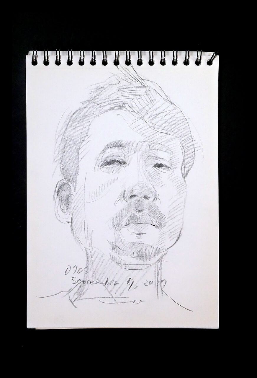 Contemporary artist SHINTAKU Tomoni's 2017/11/7 Self-portrait or pencil drawing