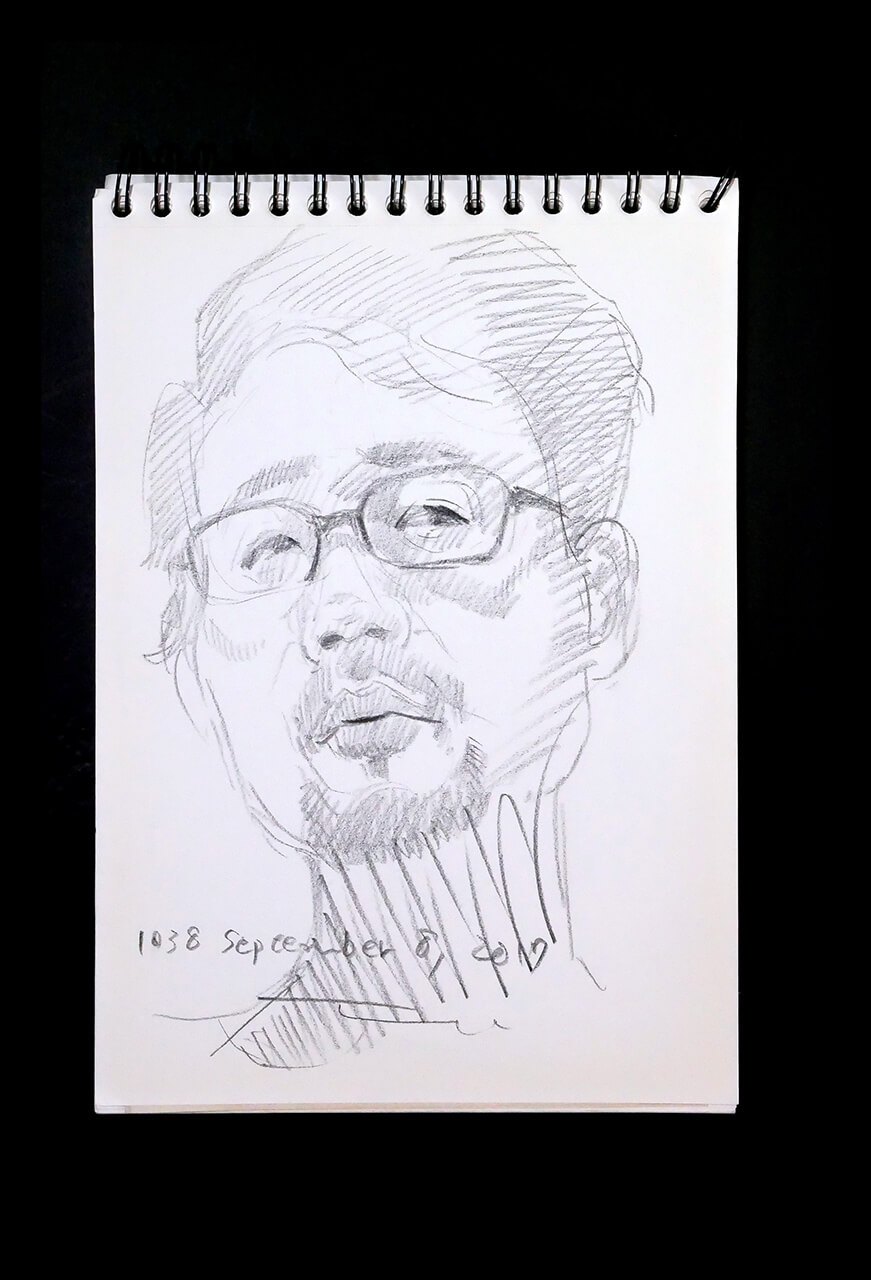 Contemporary artist SHINTAKU Tomoni's 2017/11/8 Self-portrait or pencil drawing