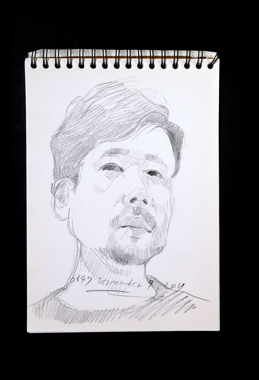 Contemporary artist SHINTAKU Tomoni's 2017/11/9 Self-portrait or pencil drawing