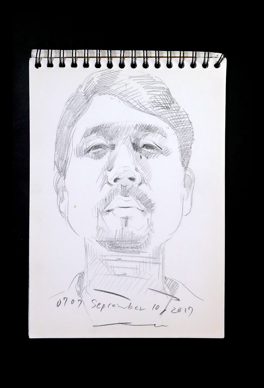Contemporary artist SHINTAKU Tomoni's 2017/11/10 Self-portrait or pencil drawing