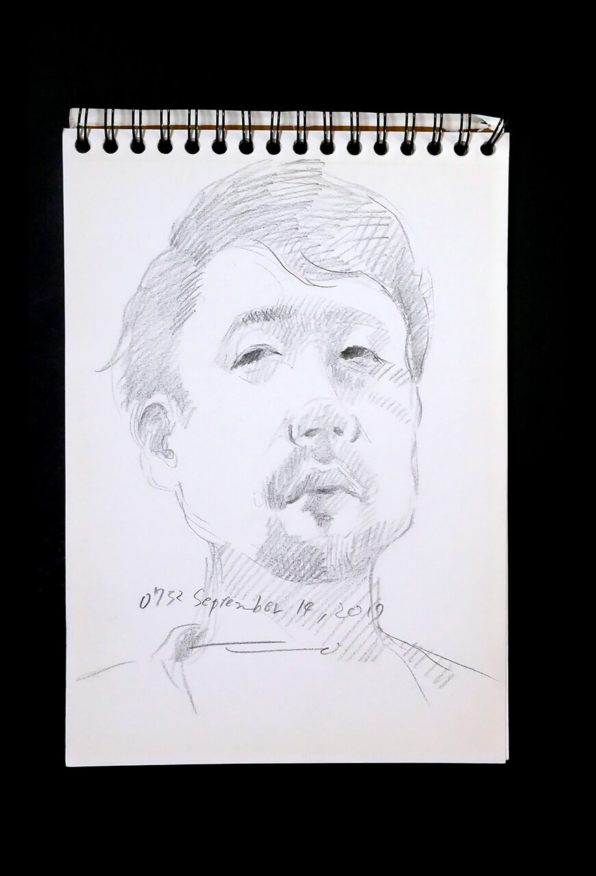 Contemporary artist SHINTAKU Tomoni's 2017/11/14 Self-portrait or pencil drawing
