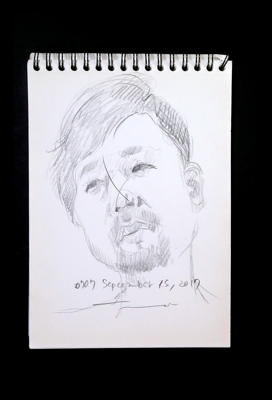 Contemporary artist SHINTAKU Tomoni's 2017/11/15 Self-portrait or pencil drawing