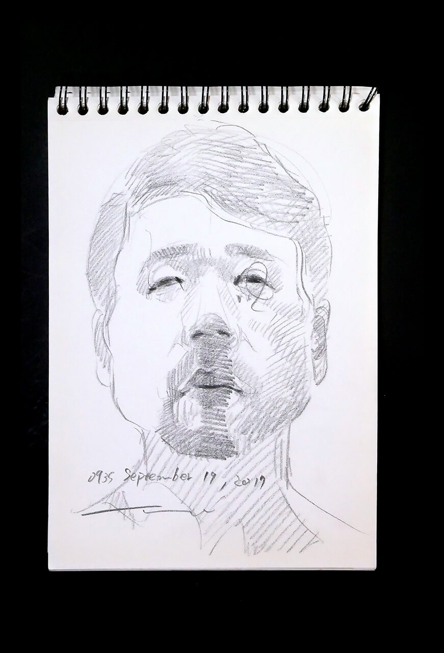 Contemporary artist SHINTAKU Tomoni's 2017/11/19 Self-portrait or pencil drawing