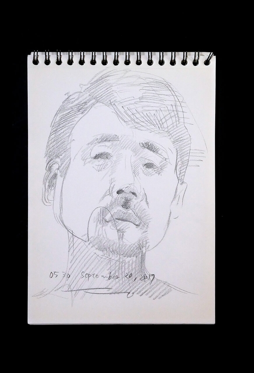 Contemporary artist SHINTAKU Tomoni's 2017/11/20 Self-portrait or pencil drawing