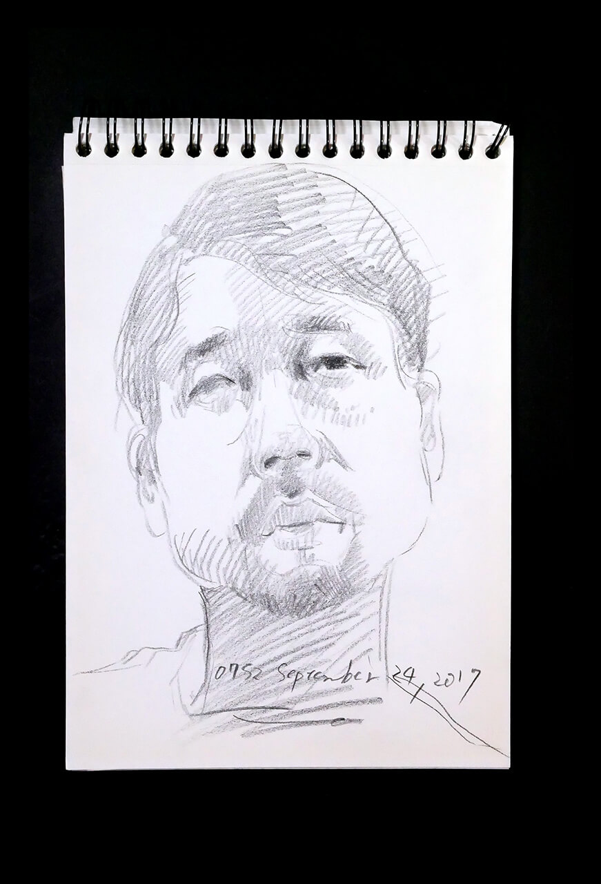 Contemporary artist SHINTAKU Tomoni's 2017/11/24 Self-portrait or pencil drawing