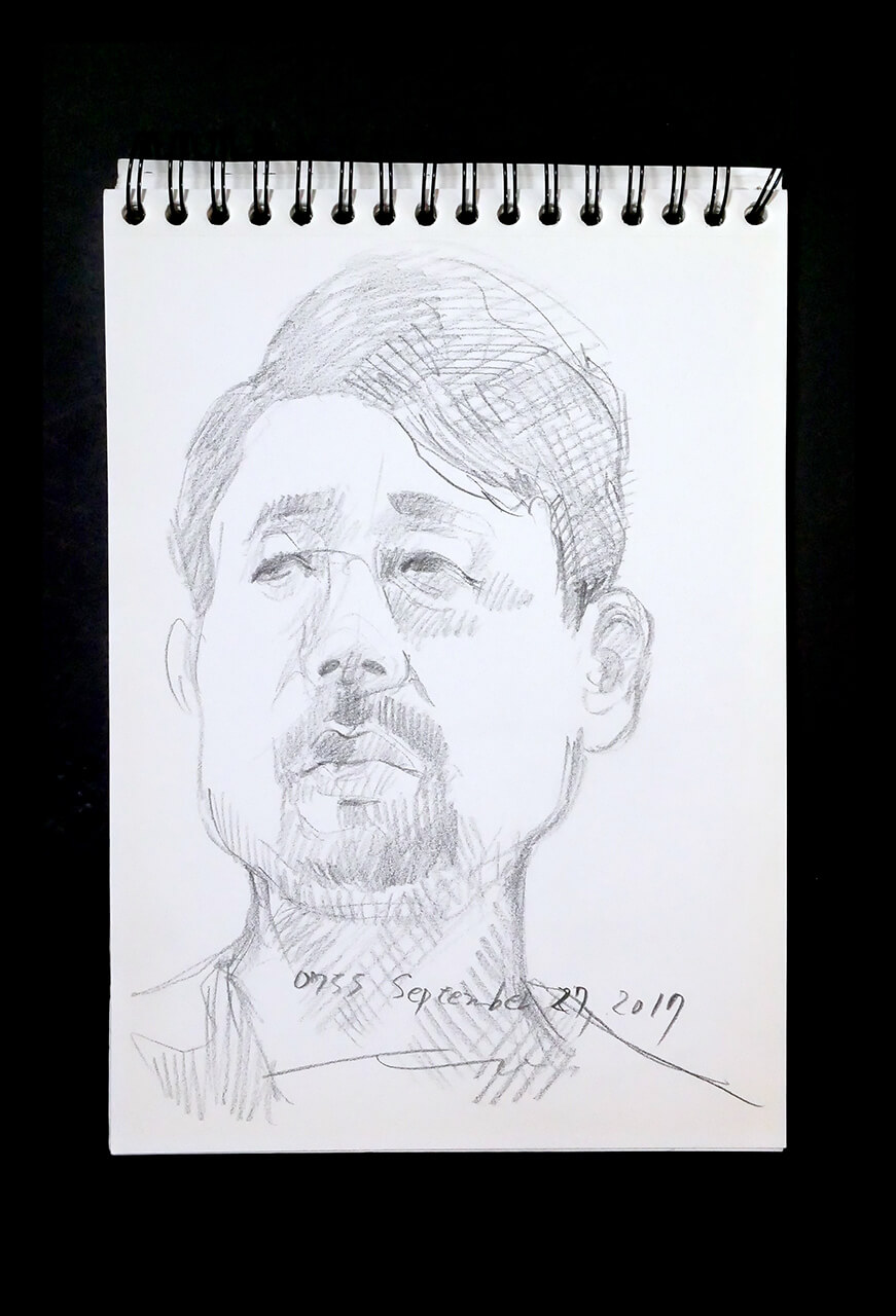 Contemporary artist SHINTAKU Tomoni's 2017/11/27 Self-portrait or pencil drawing