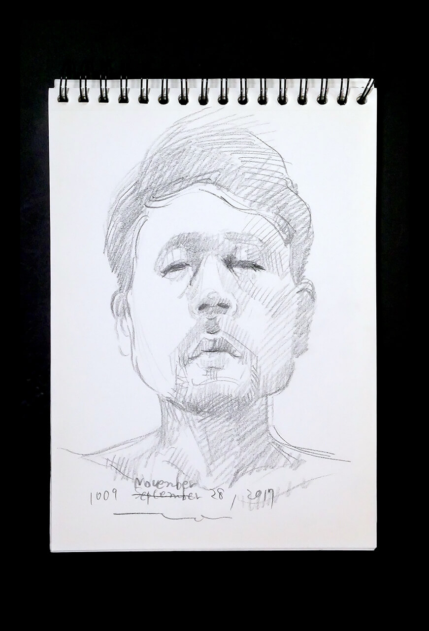 Contemporary artist SHINTAKU Tomoni's 2017/11/28 Self-portrait or pencil drawing