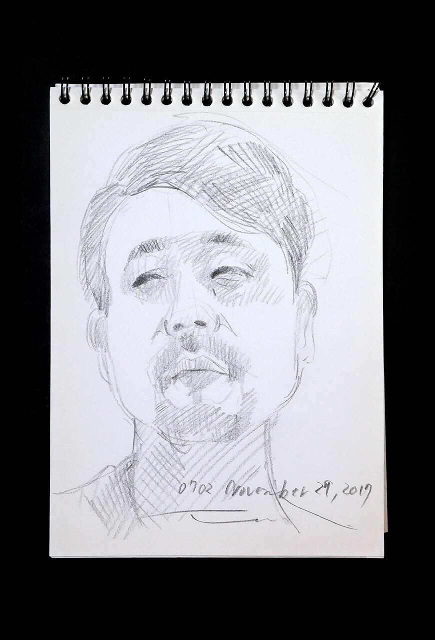 Contemporary artist SHINTAKU Tomoni's 2017/11/29 Self-portrait or pencil drawing