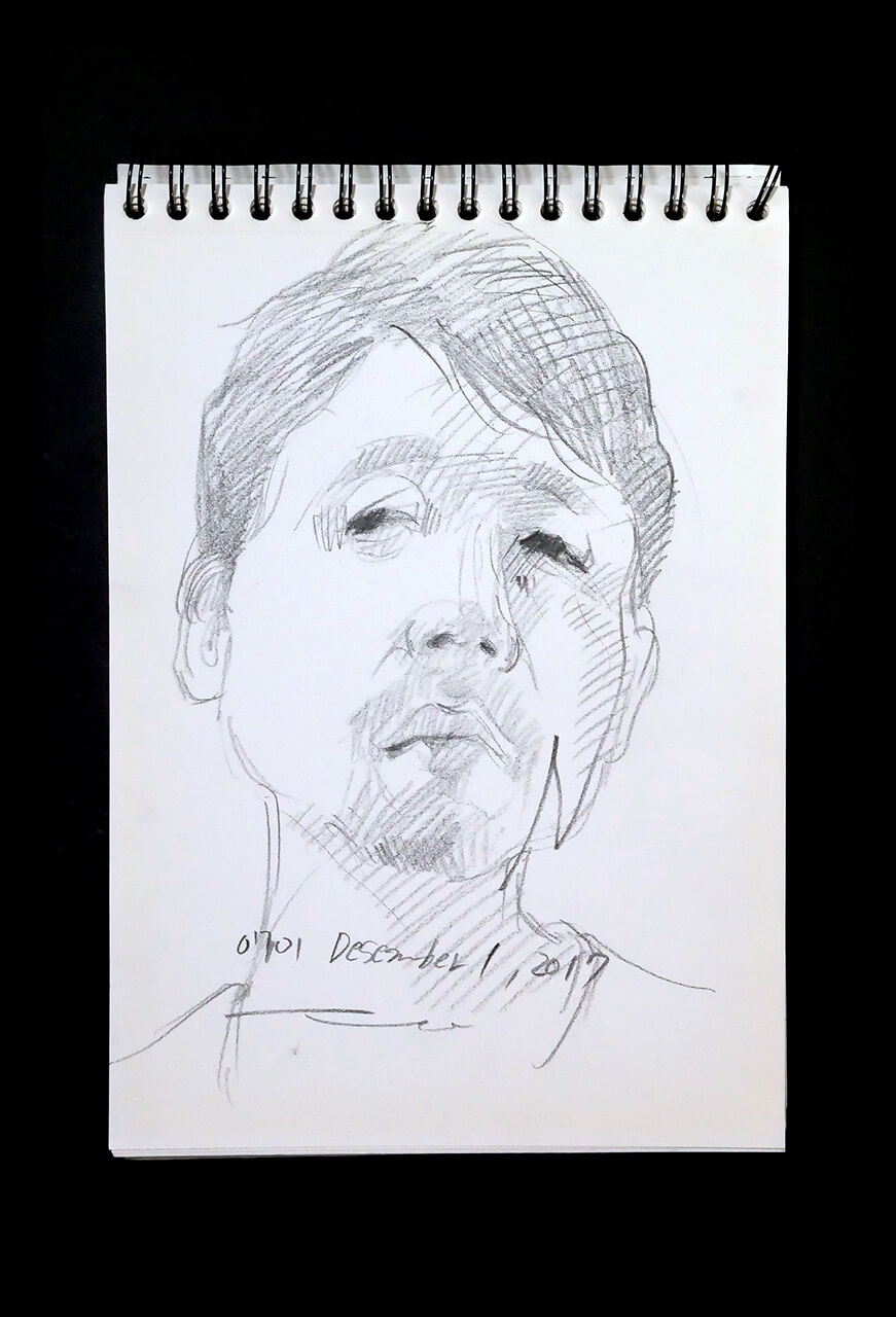 Contemporary artist SHINTAKU Tomoni's 2017/12/1 Self-portrait or pencil drawing