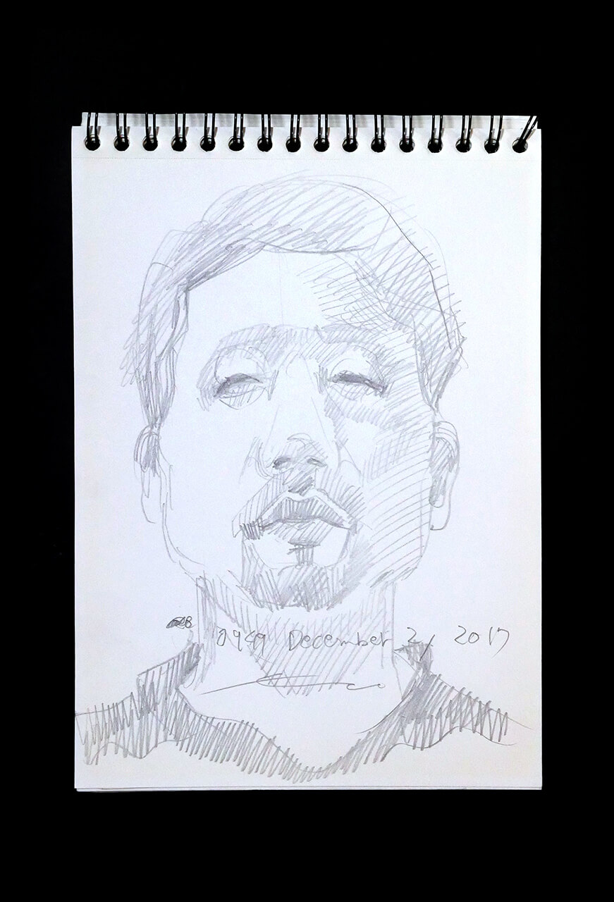 Contemporary artist SHINTAKU Tomoni's 2017/12/2 Self-portrait or pencil drawing