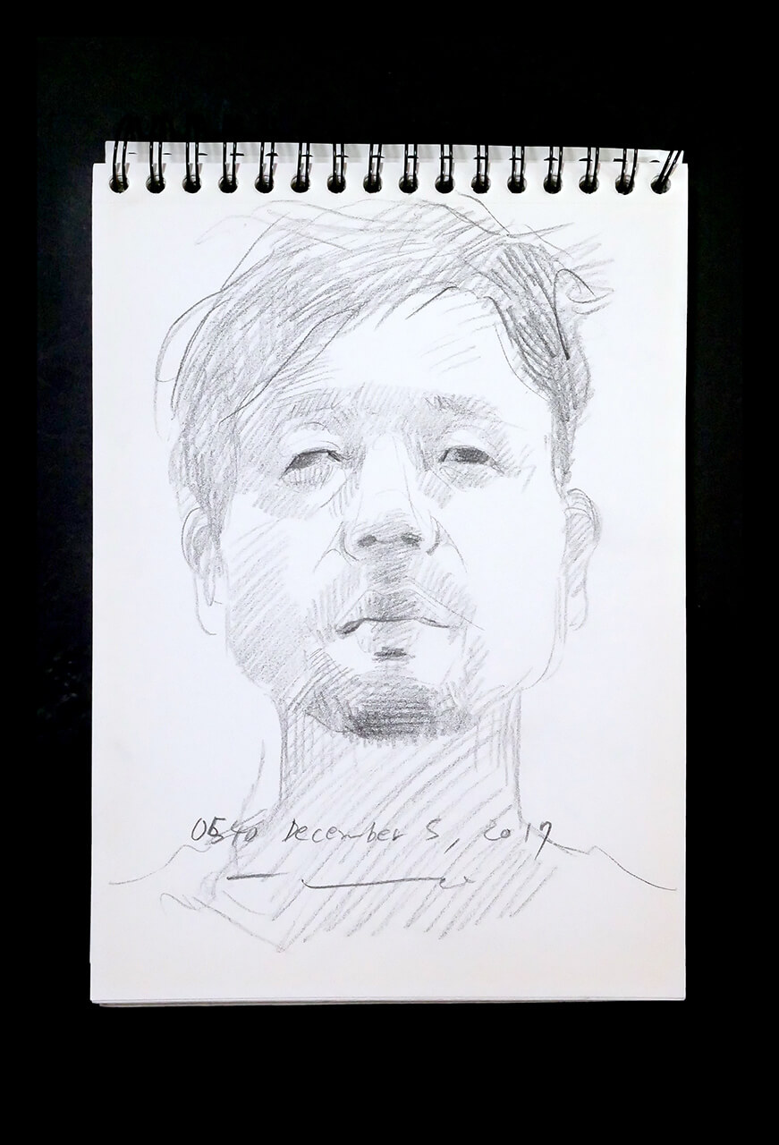 Contemporary artist SHINTAKU Tomoni's 2017/12/5 Self-portrait or pencil drawing