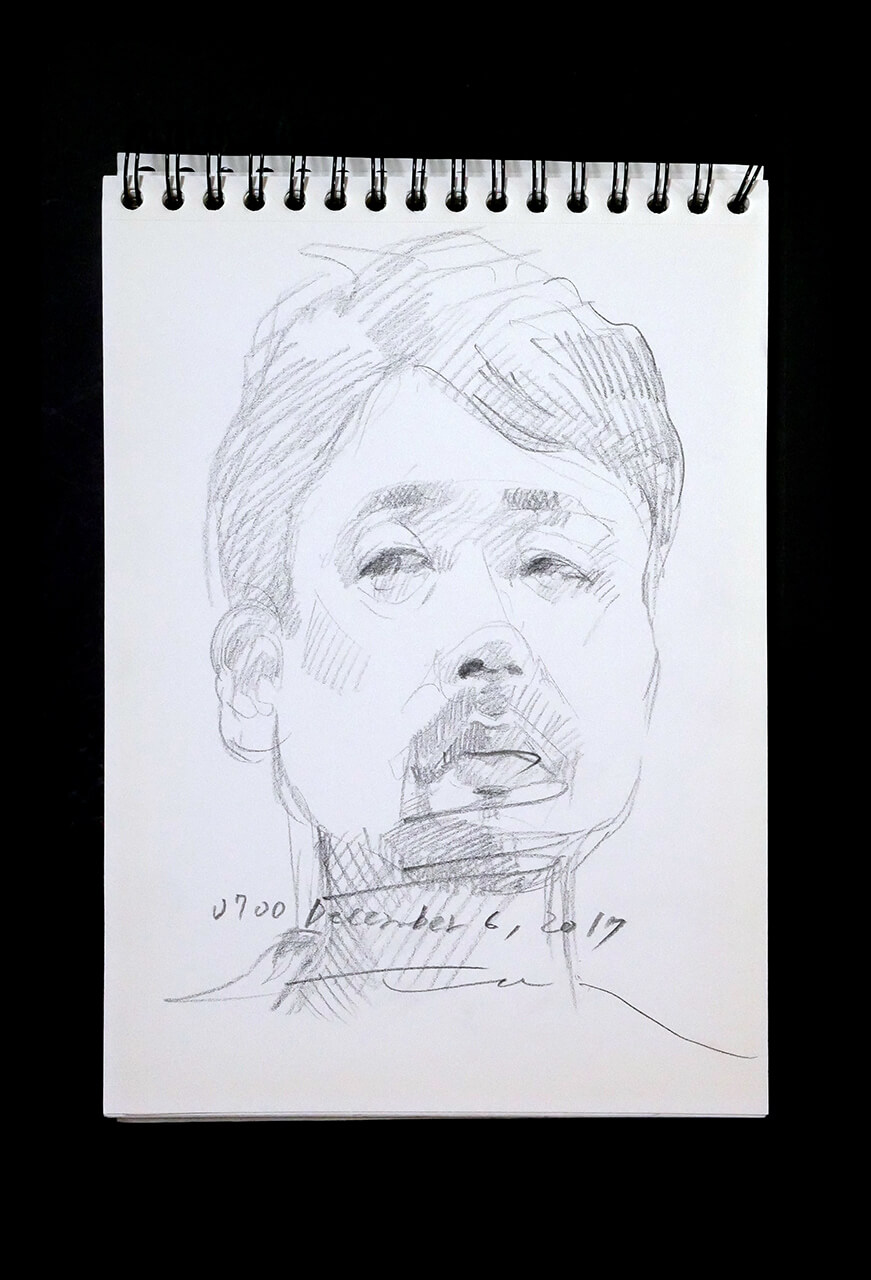 Contemporary artist SHINTAKU Tomoni's 2017/12/6 Self-portrait or pencil drawing