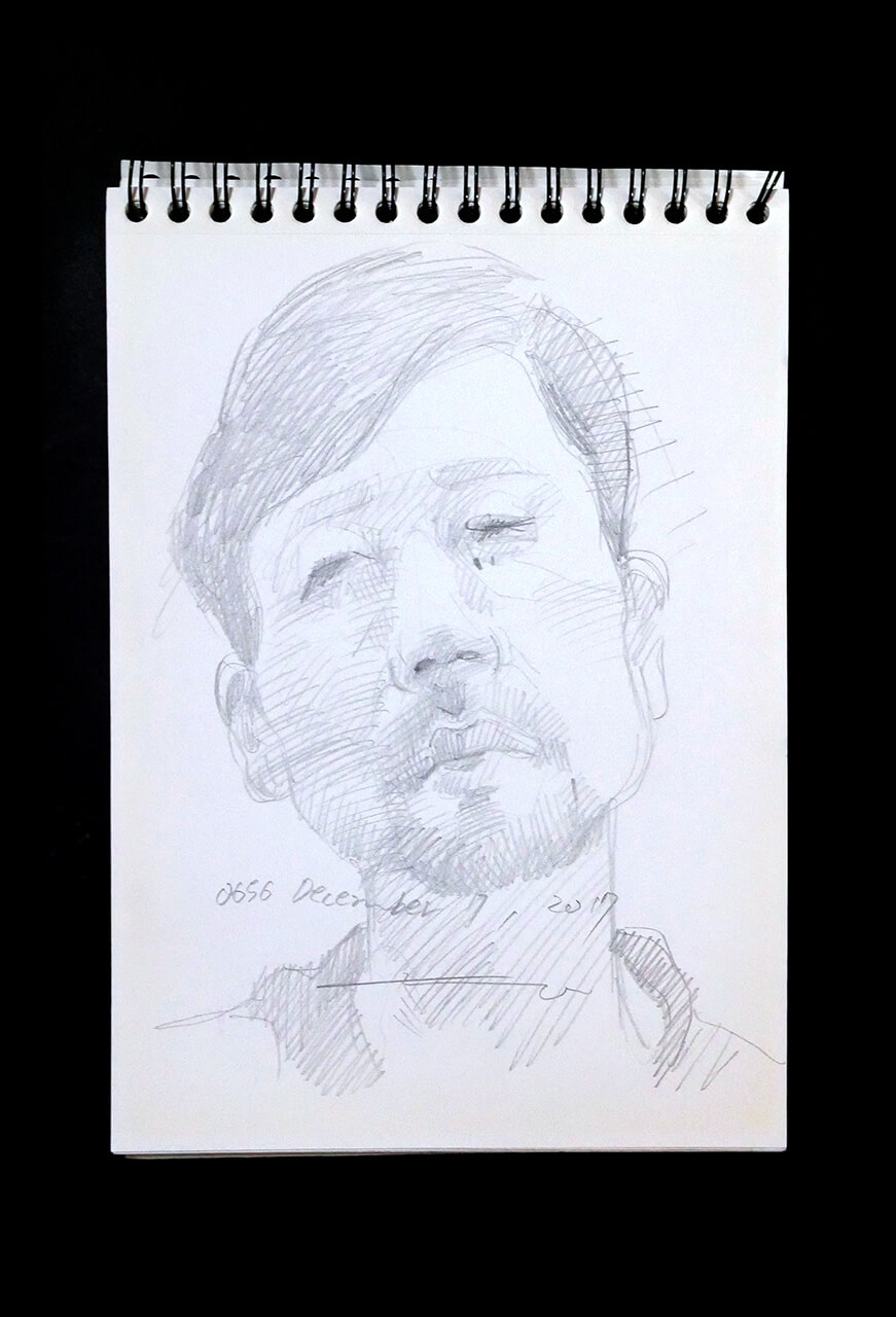 Contemporary artist SHINTAKU Tomoni's 2017/12/7 Self-portrait or pencil drawing