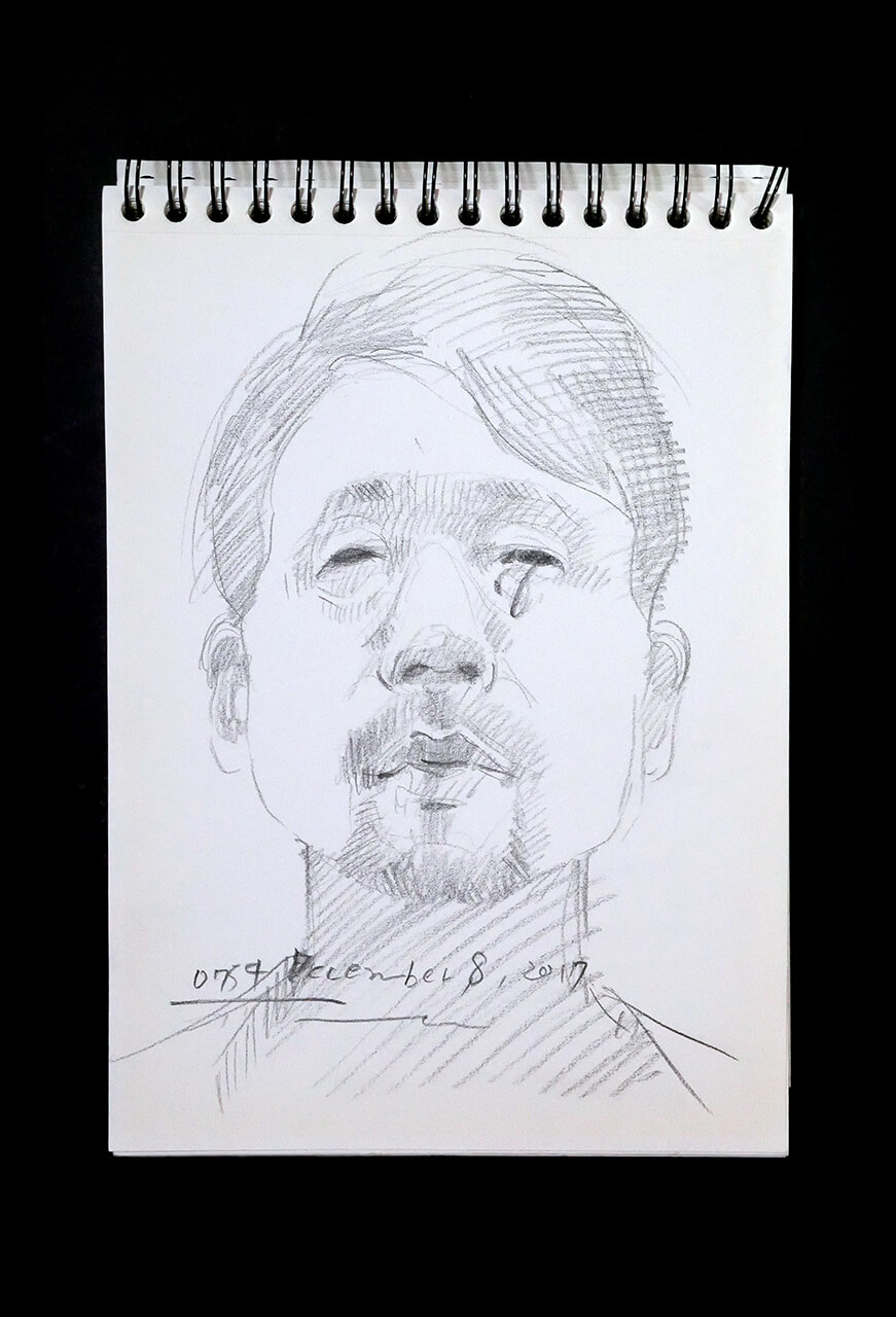 Contemporary artist SHINTAKU Tomoni's 2017/12/8 Self-portrait or pencil drawing