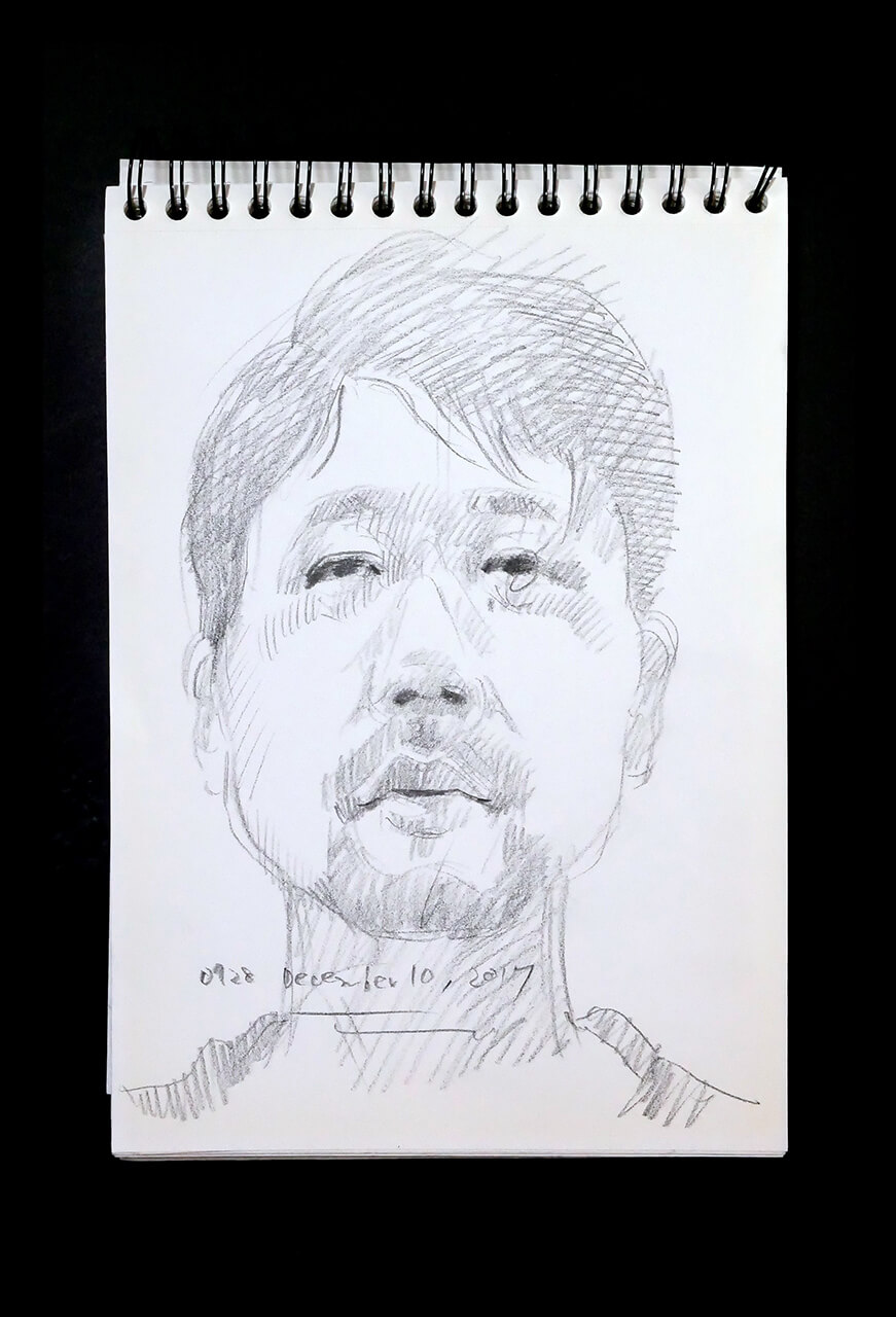 Contemporary artist SHINTAKU Tomoni's 2017/12/10 Self-portrait or pencil drawing