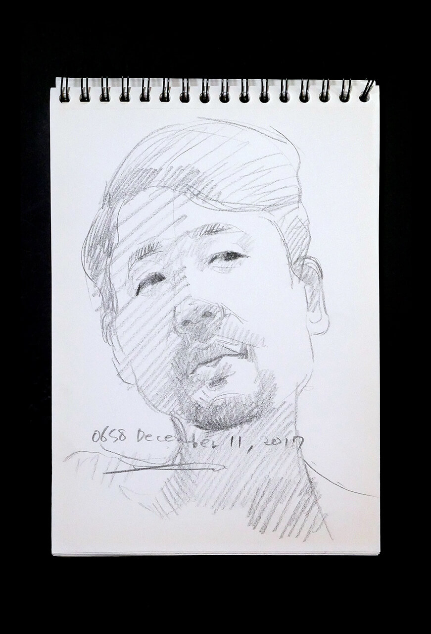 Contemporary artist SHINTAKU Tomoni's 2017/12/11 Self-portrait or pencil drawing