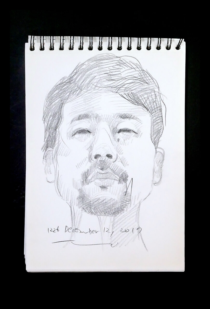 Contemporary artist SHINTAKU Tomoni's 2017/12/12 Self-portrait or pencil drawing
