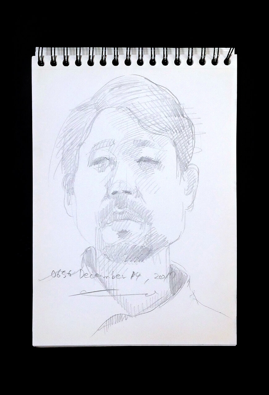 Contemporary artist SHINTAKU Tomoni's 2017/12/13 Self-portrait or pencil drawing