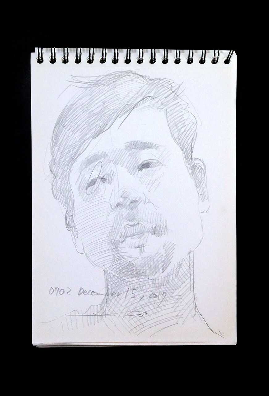 Contemporary artist SHINTAKU Tomoni's 2017/12/15 Self-portrait or pencil drawing