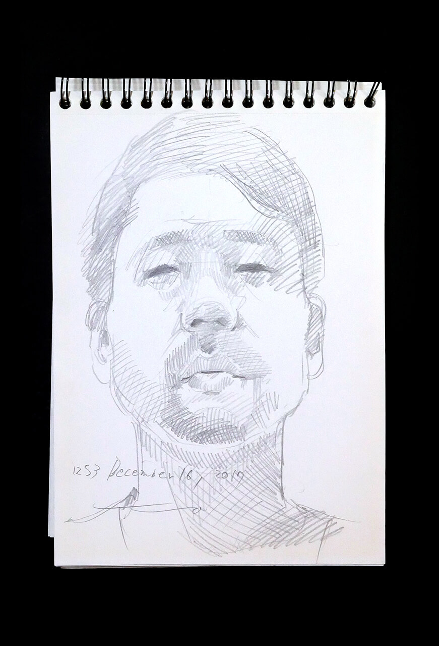 Contemporary artist SHINTAKU Tomoni's 2017/12/16 Self-portrait or pencil drawing