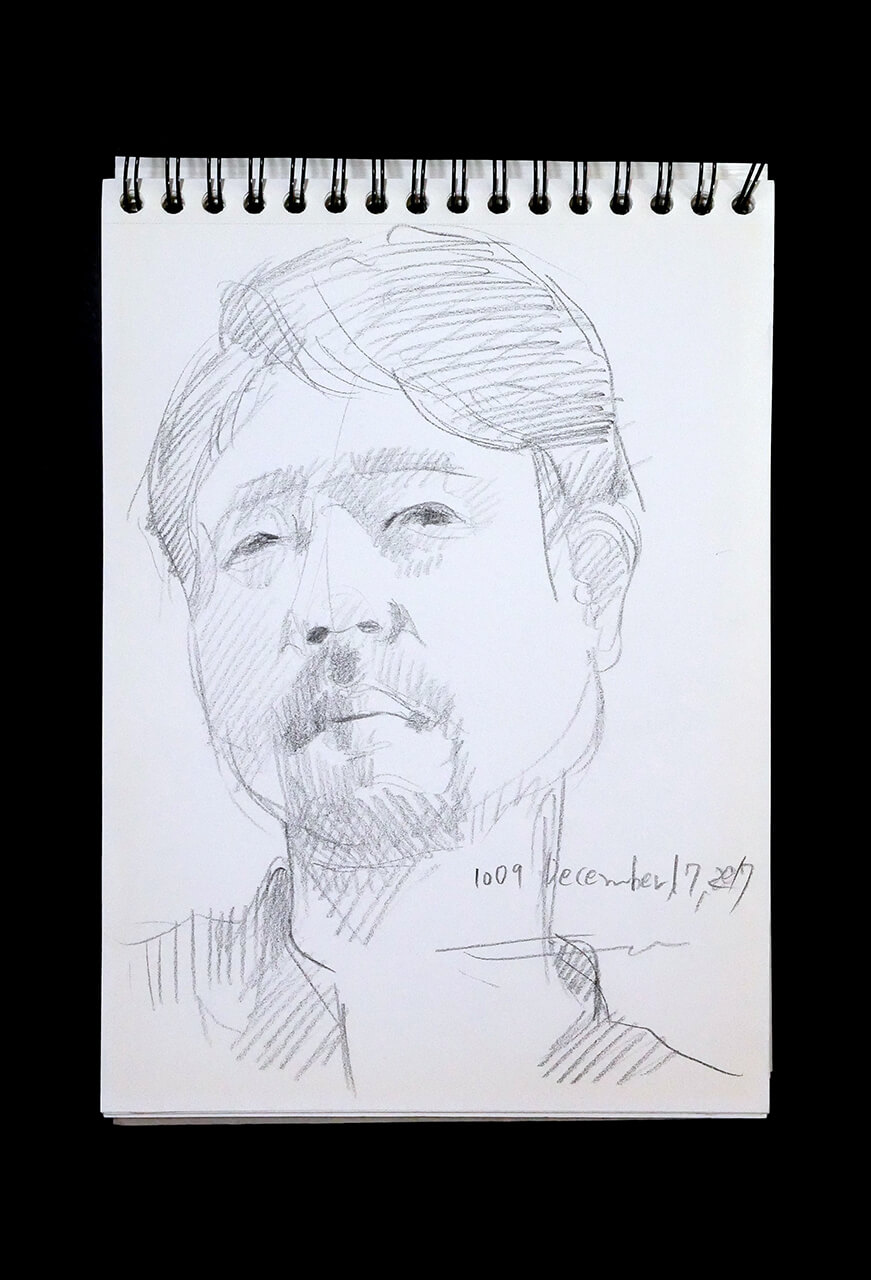 Contemporary artist SHINTAKU Tomoni's 2017/12/17 Self-portrait or pencil drawing