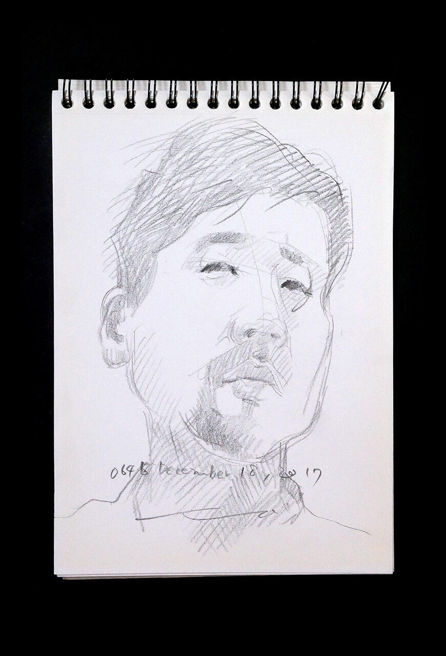 Contemporary artist SHINTAKU Tomoni's 2017/12/18 Self-portrait or pencil drawing