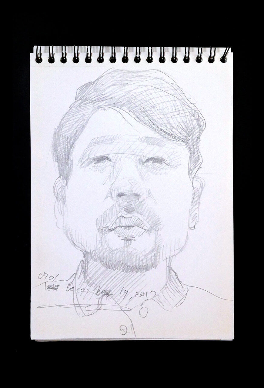 Contemporary artist SHINTAKU Tomoni's 2017/12/19 Self-portrait or pencil drawing