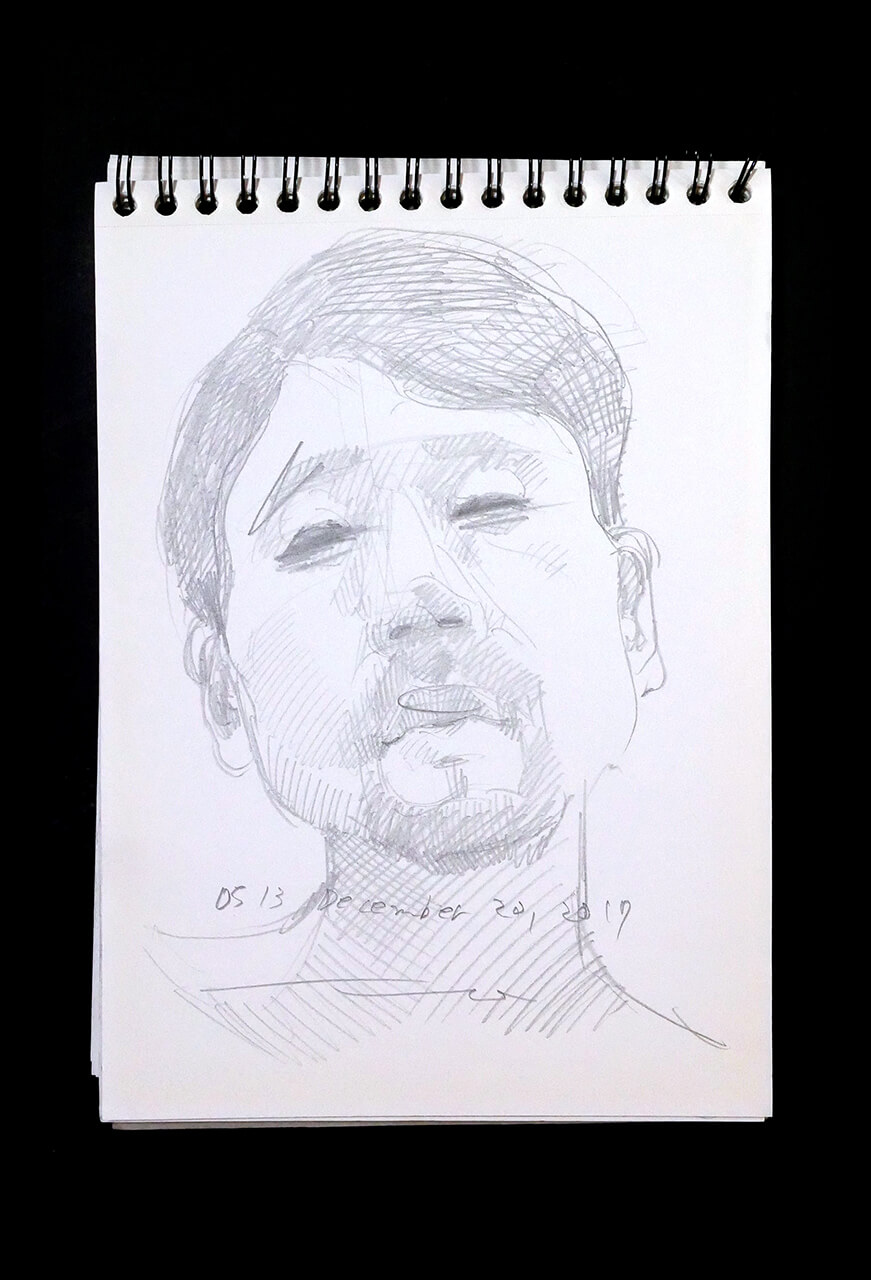 Contemporary artist SHINTAKU Tomoni's 2017/12/20 Self-portrait or pencil drawing