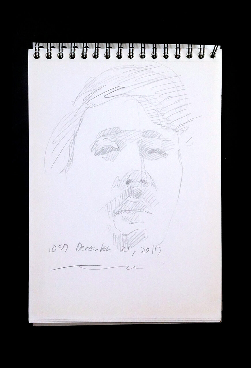 Contemporary artist SHINTAKU Tomoni's 2017/12/21 Self-portrait or pencil drawing