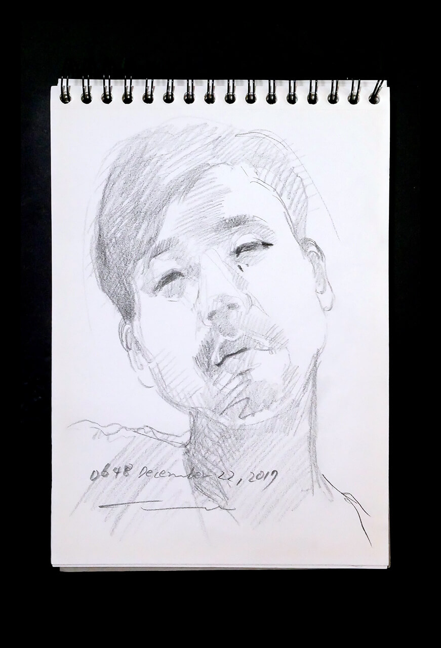 Contemporary artist SHINTAKU Tomoni's 2017/12/22 Self-portrait or pencil drawing