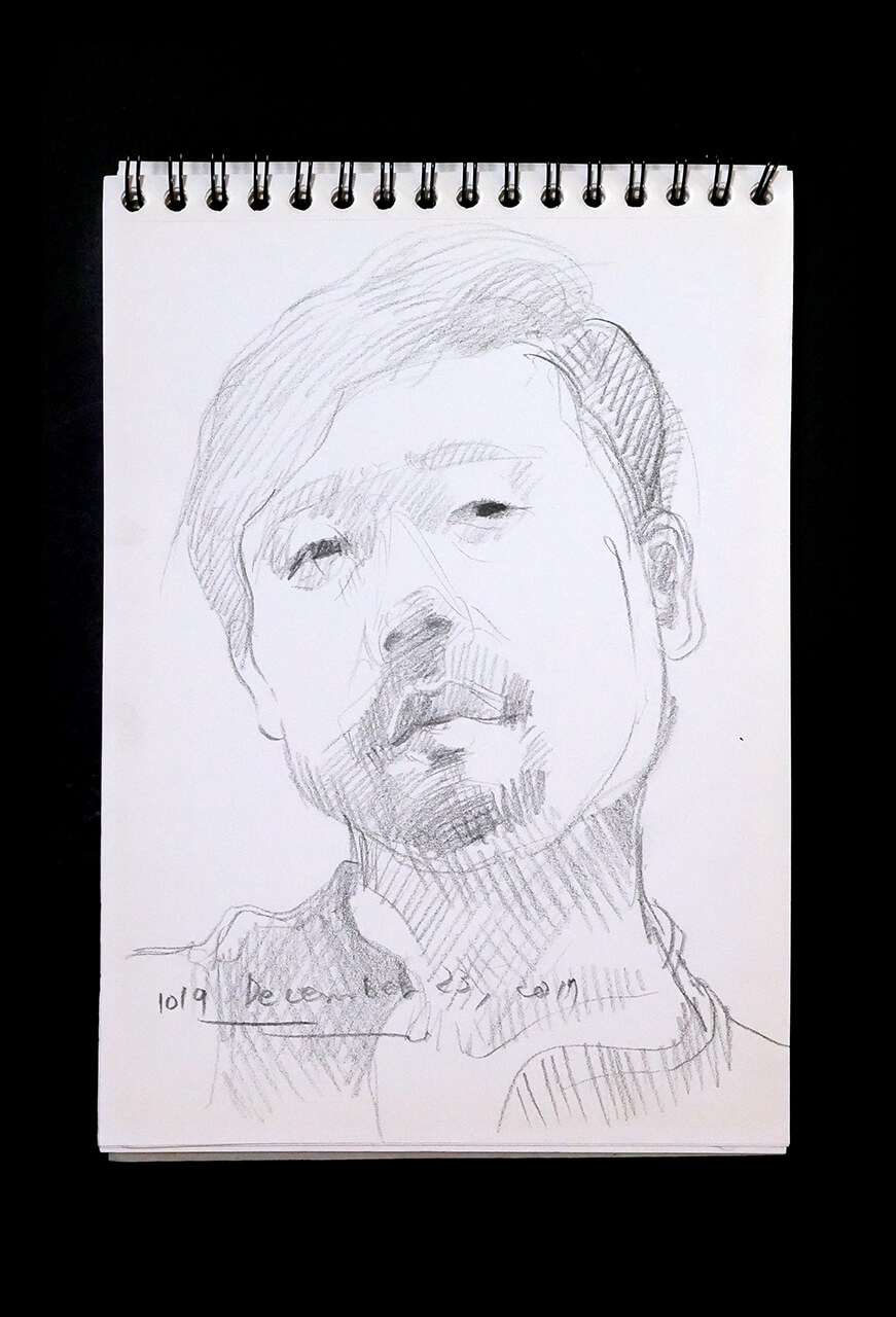 Contemporary artist SHINTAKU Tomoni's 2017/12/23 Self-portrait or pencil drawing