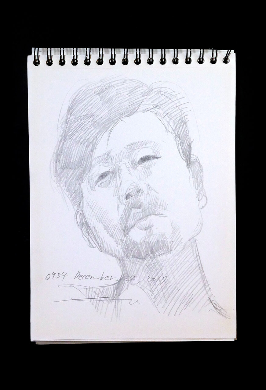 Contemporary artist SHINTAKU Tomoni's 2017/12/24 Self-portrait or pencil drawing